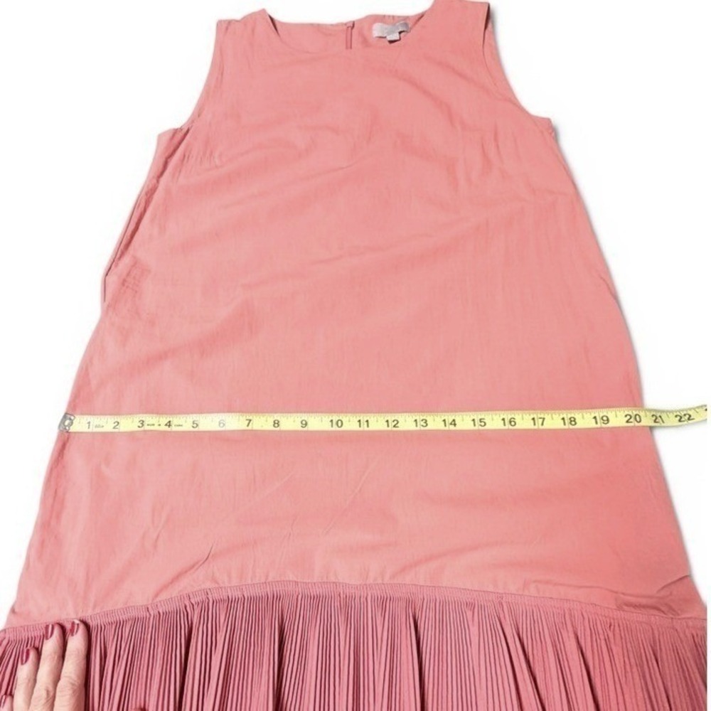 COS Dress Women 8 Muted Pink Pleated Ruffle Hem Midi High-Low Sleeveless Pockets - Picture 7 of 10